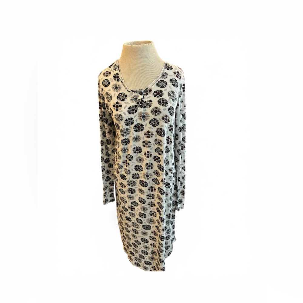 Gudrun Sjöden Cream Long Sleeve Floral-Print Nightgown Dress Cotton Cottage Core